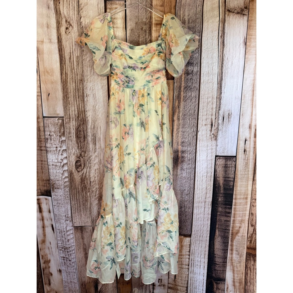 Abercrombie & Fitch Dress Emerson Off Shoulder Floral Maxi Romantic XST Tall NWT